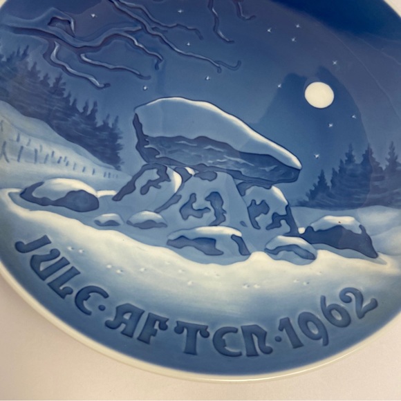 1962 Danish Winter Blue PLATE Bing & Grondah Denmark Decorative Holiday MCM Vtg - Picture 2 of 12